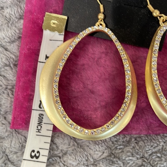 Karine Sultan Matt Gold and Rhinestone earrings NWT - Picture 5 of 5